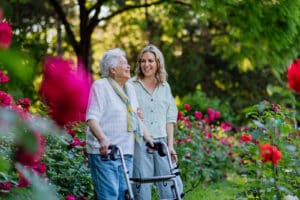 24-hour home care helping with senior mobility.